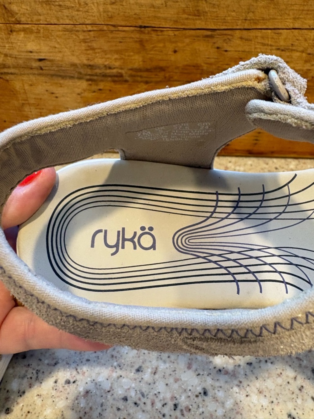 Ryka Beige Suede Strap Comfort Sandals - Picture 5 of 6